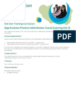 End User Training Curriculum: Sage Evolution Premium Administrator Course (Learning Unit 3)