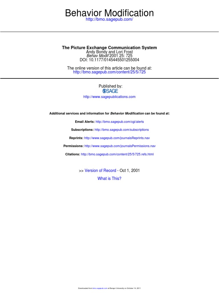 Behavior Modification: The Picture Exchange Communication System | PDF ...