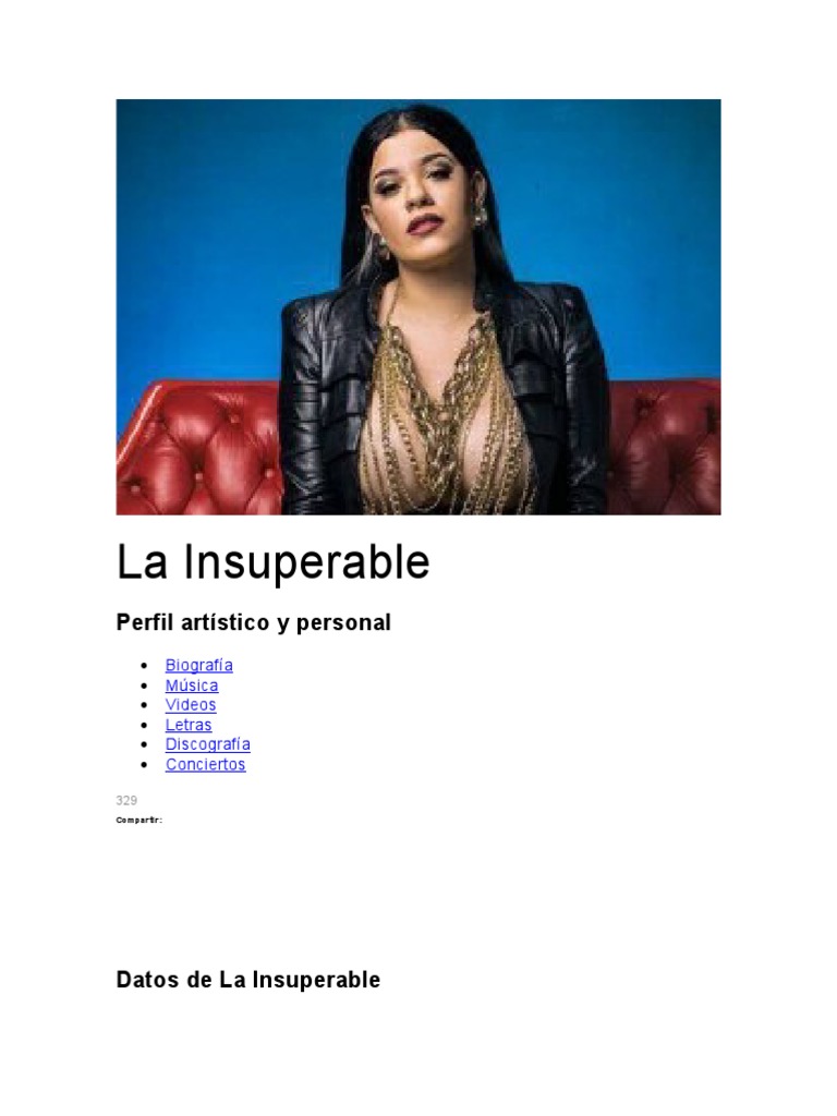 Perfil artístico y personal de La Insuperable: biografía, música ...