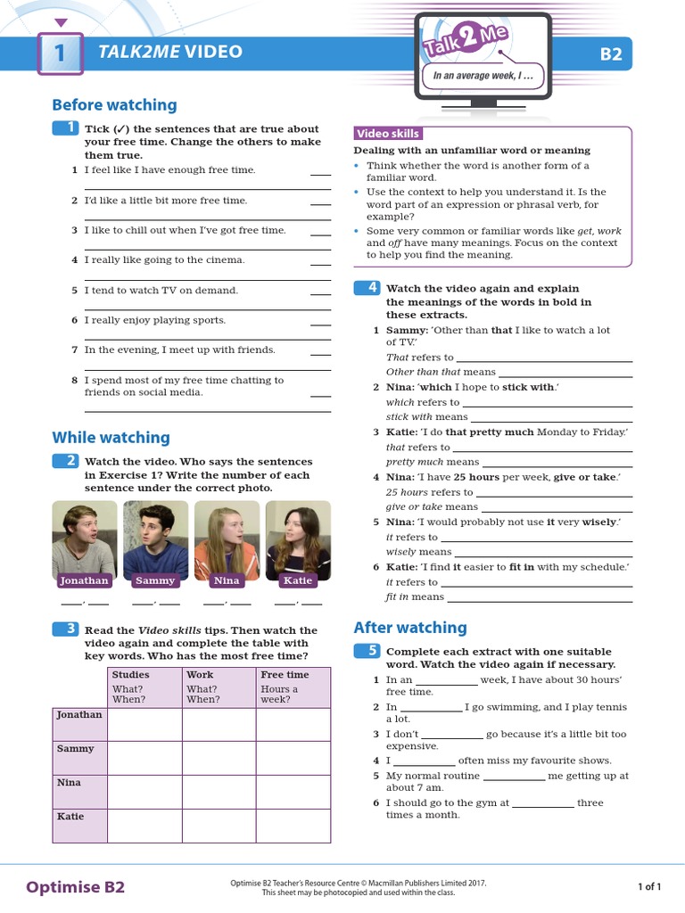 Opt B2 T2m Unit 1 Worksheet копия Pdf Pdf Communication