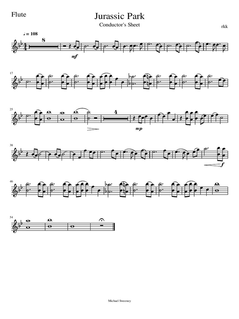 Jurassic Park Flute PDF