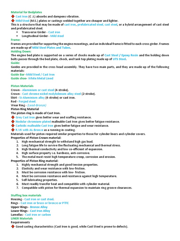 Engine Parts Materials PDF Cast Iron Alloy