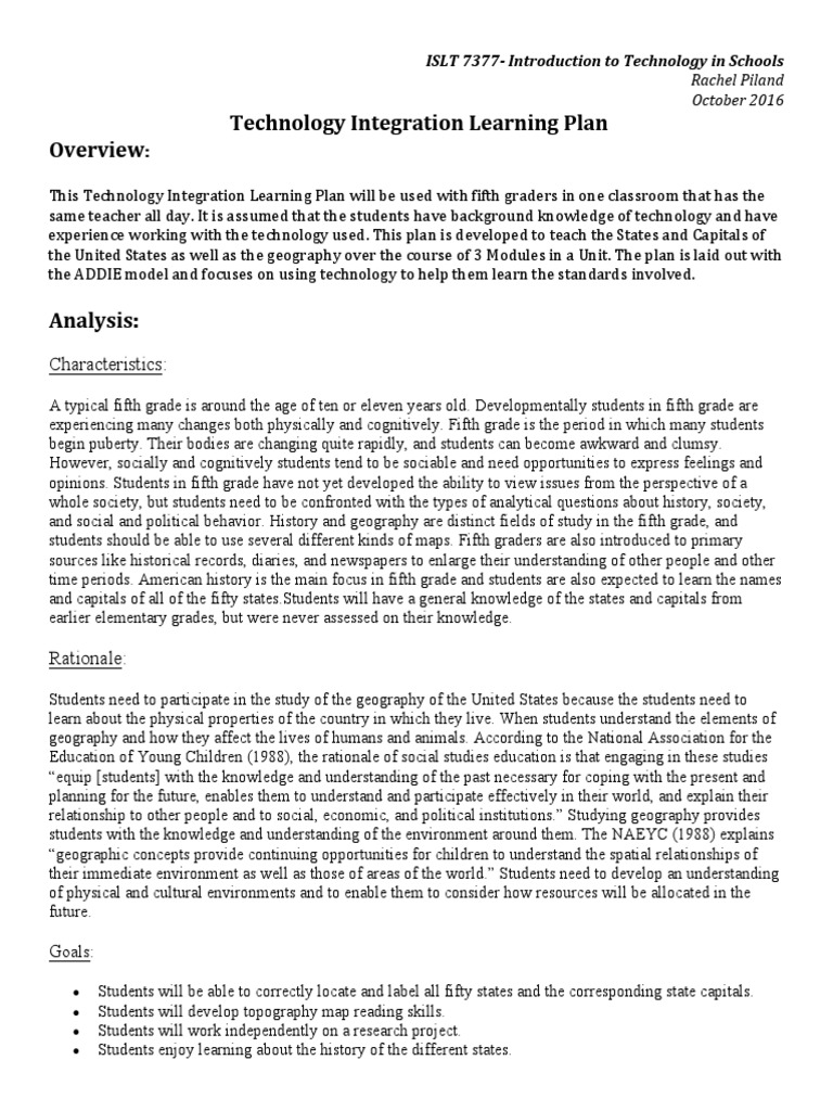 Technology Integration Learning Plan: Characteristics | PDF | Geography ...