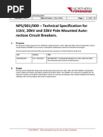 NPS/001/009 - Technical Specification For 11kV, 20kV and 33kV Pole Mounted Auto-Reclose Circuit Breakers