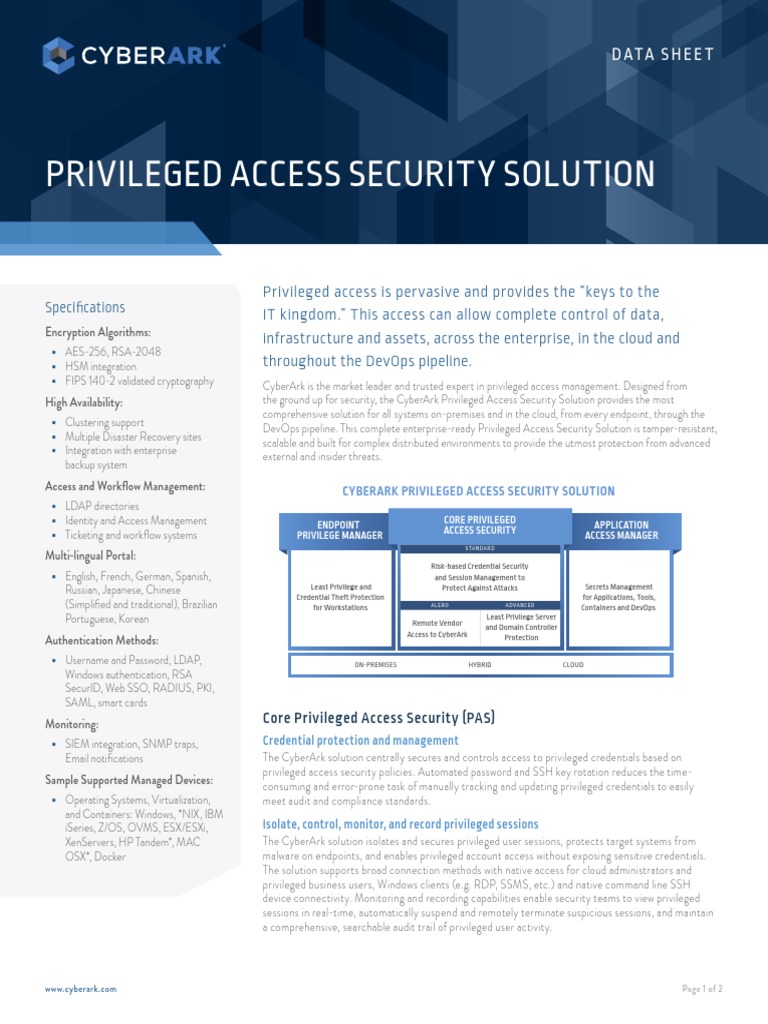 Privileged Access Security Data Sheet PDF | PDF | Cloud Computing ...