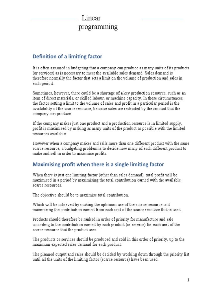 Linear Programming | PDF | Linear Programming | Labour Economics