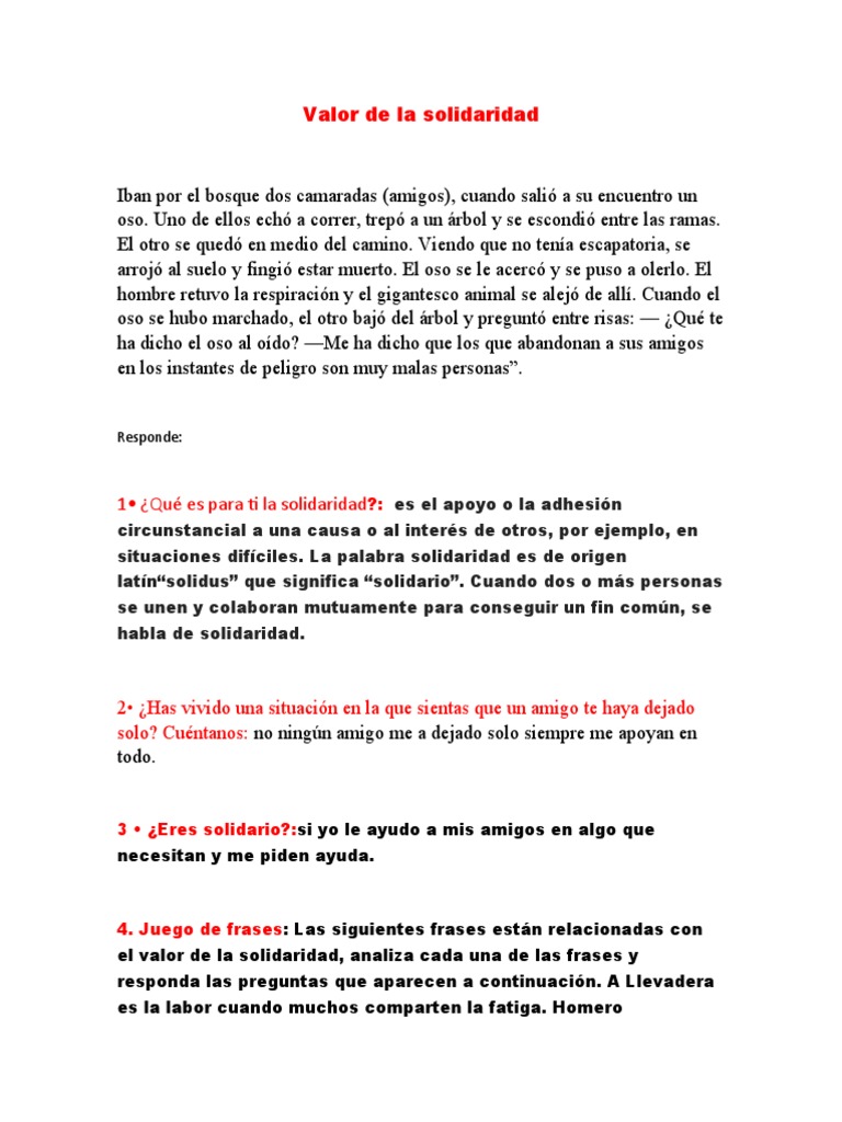 Valor de La Solidaridad | PDF