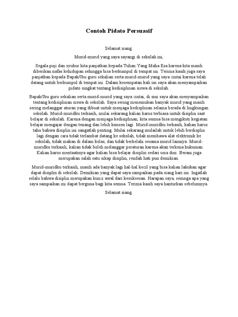 Contoh Pidato Persuasif | PDF