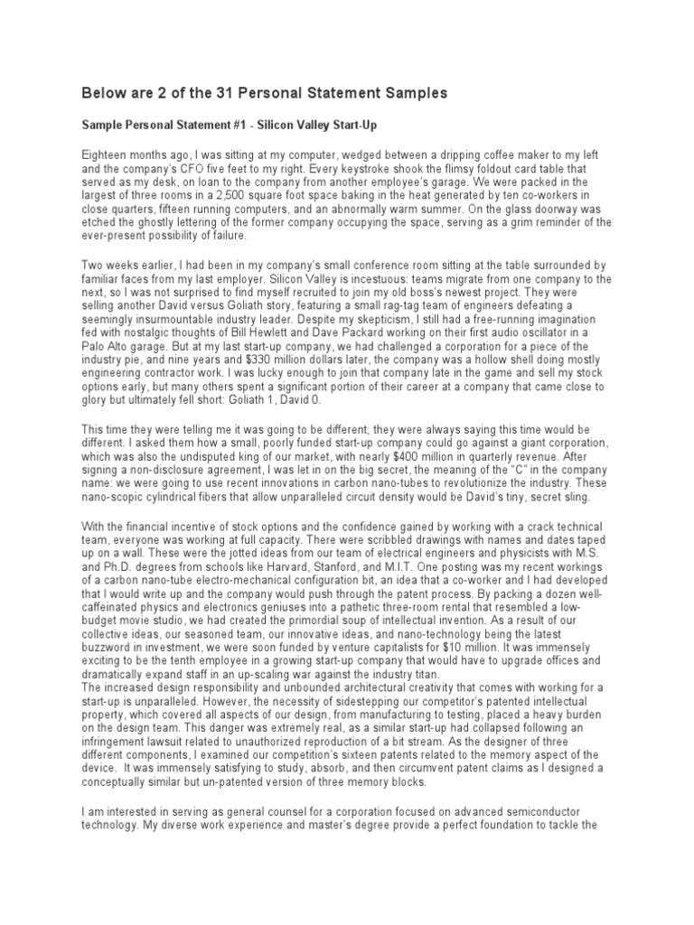 personal statement sample