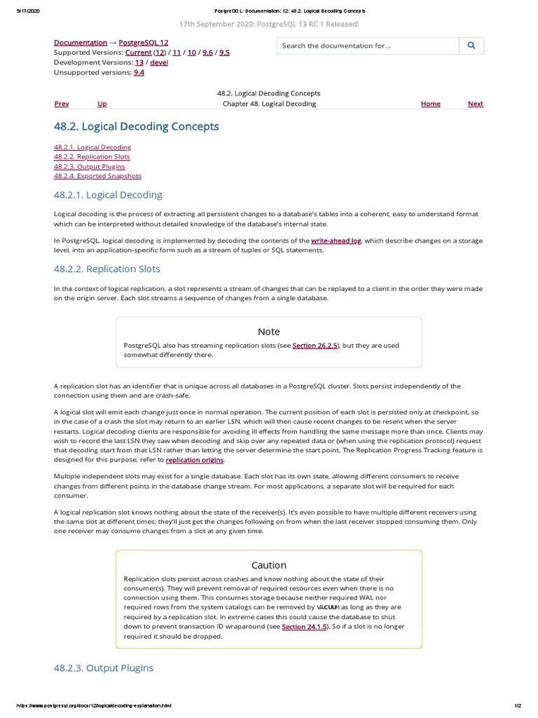 PostgreSQL - Documentation - Logical Decoding Concepts PDF | PDF ...