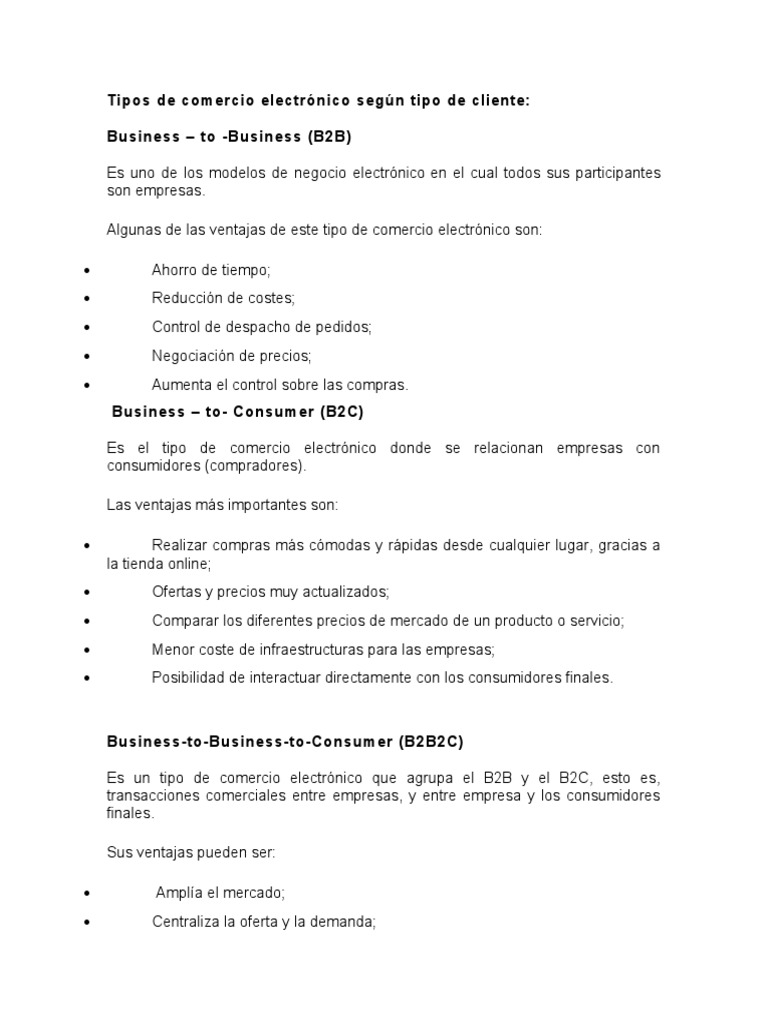 Tipos de Comercio Electrónico | PDF | Comercio electrónico | Publicidad