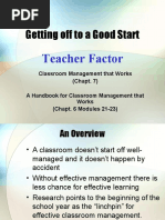 Getting Off To A Good Start: Teacher Factor