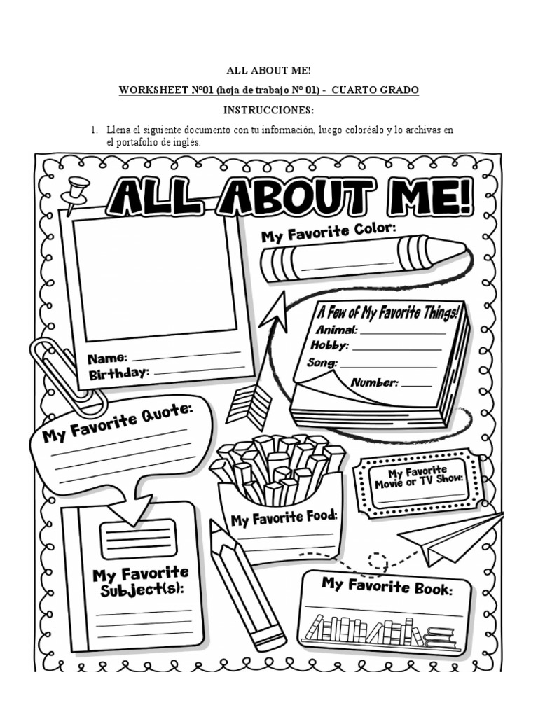 All About Me - Worksheet | PDF