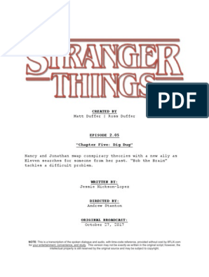 Stranger Things Chapter Five: Dig Dug (TV Episode 2017) - Full