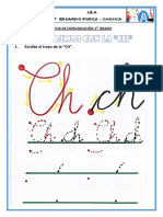 Escribe El Trazo de La "CH".: Ficha de Comunicación-1 Grado