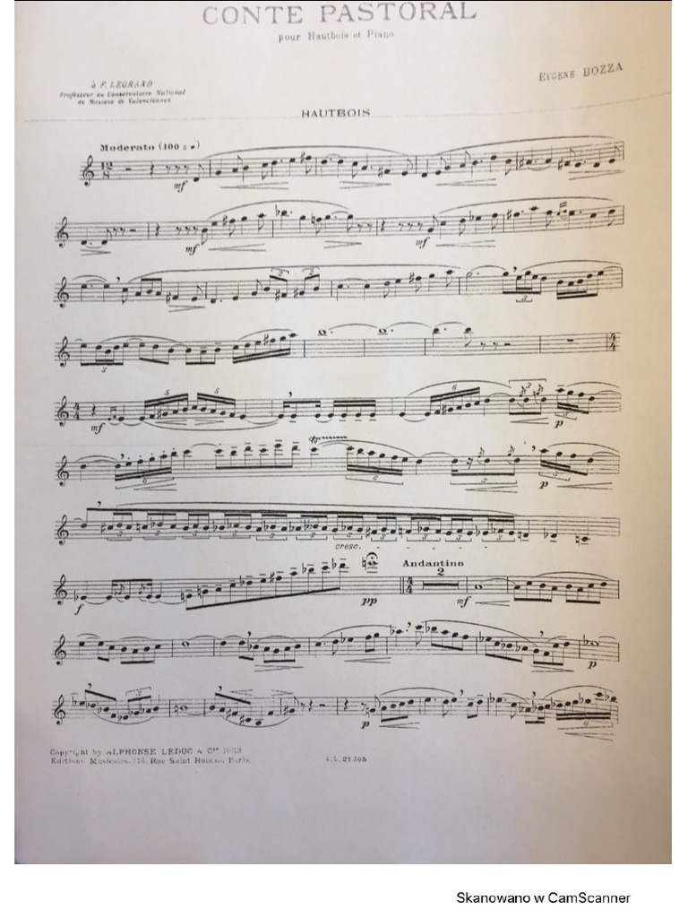Bozza. Conte Pastorale Oboe PDF