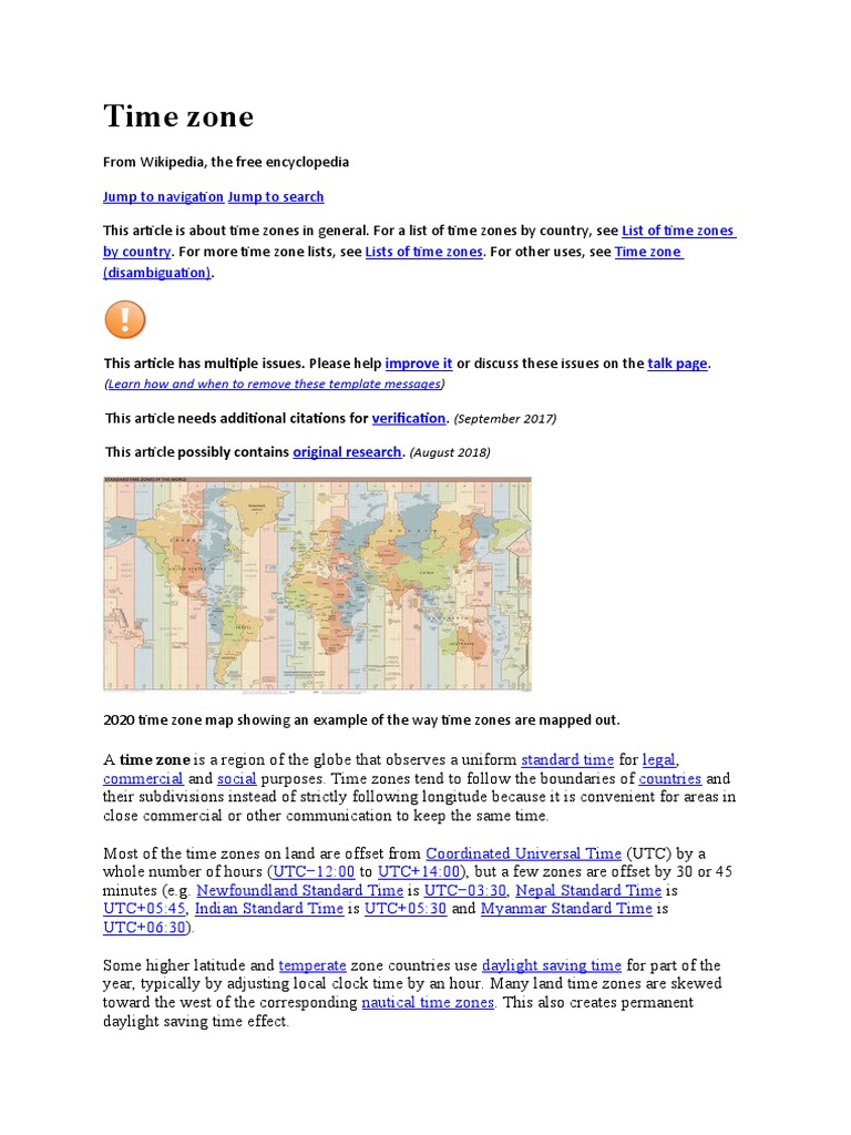 Time Zone Jump To Navigation Jump To Search List of Time Zones by