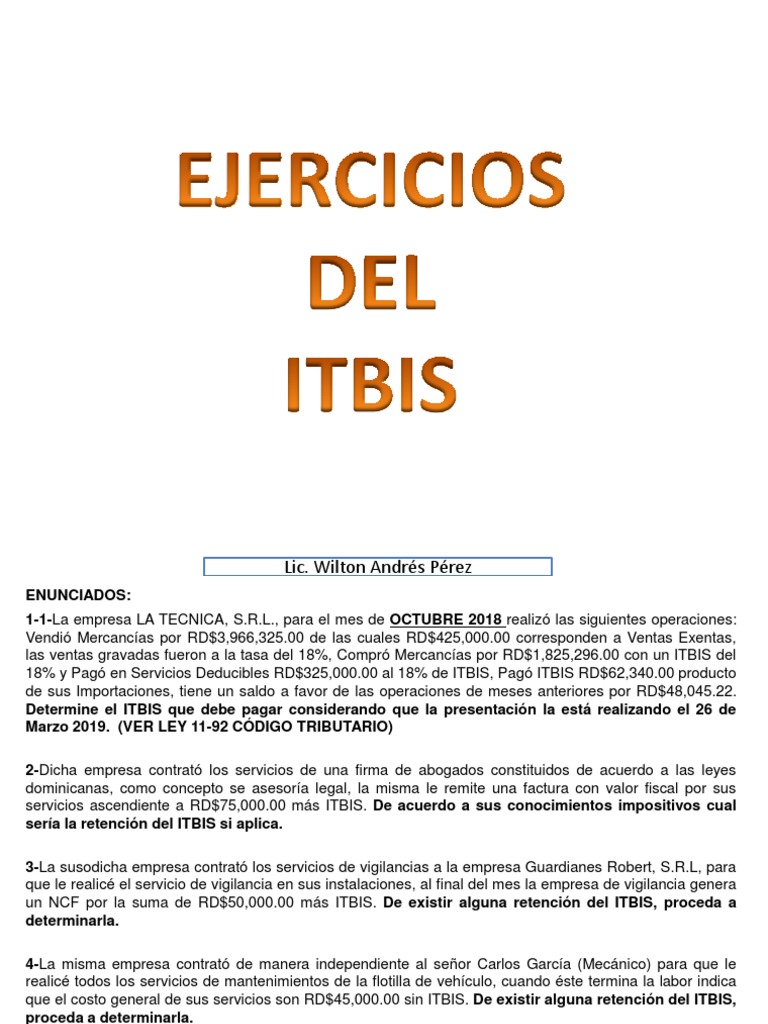 Cálculo y Retención del ITBIS en RD | PDF | Factura | Conceptos legales