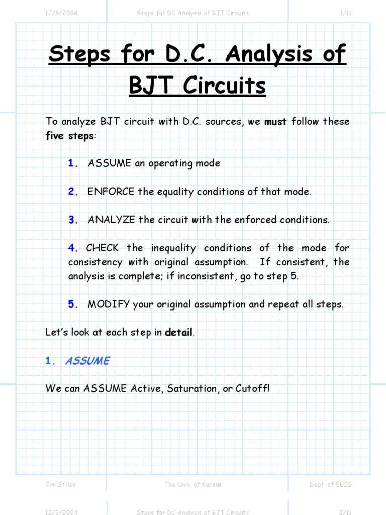 DC Analysis Steps for BJT Circuits | PDF | Bipolar Junction Transistor ...