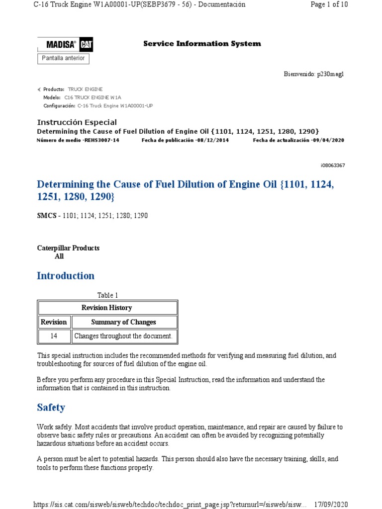 Determining The Cause of Fuel Dilution of Engine Oil (1101, 1124, 1251