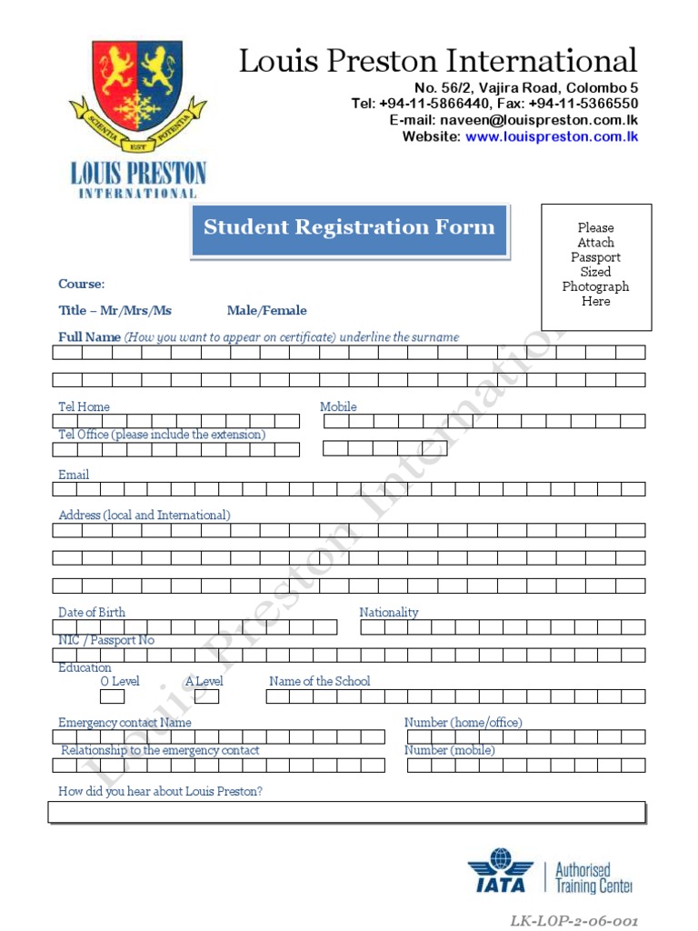 Student Registration Form | PDF