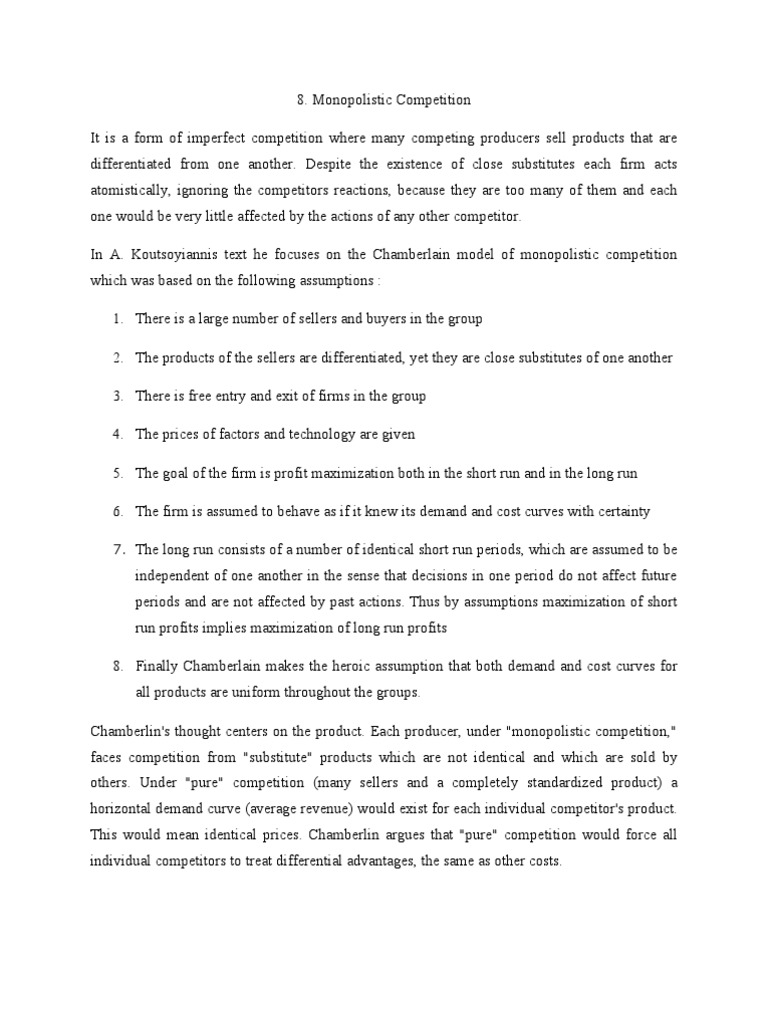 Chap 8-Monopolistic Competition | PDF | Monopoly | Profit (Economics)