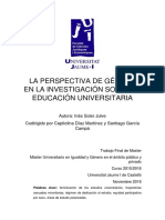 la perspectiva de género en la investigación sobre la educación universitaria.