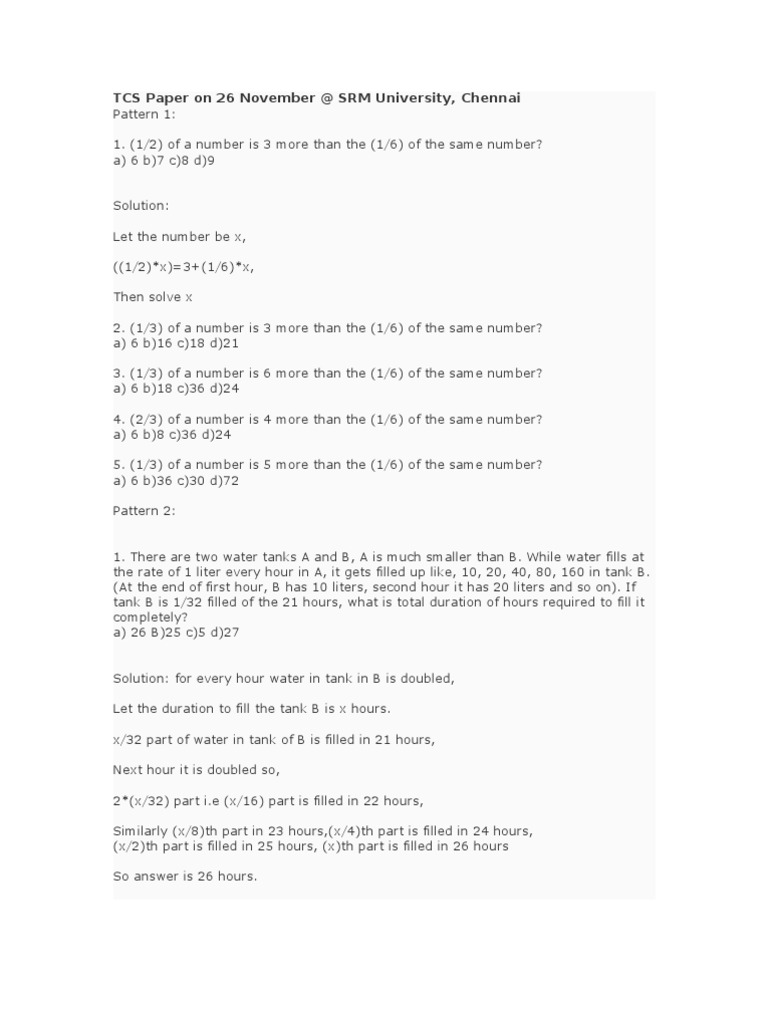 TCS Exam Patterns and Solutions | PDF | Teaching Mathematics | Nature