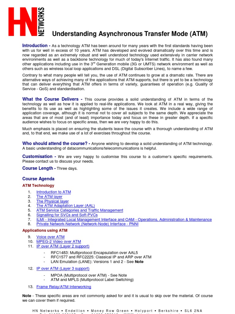 Asynchronous Transfer Mode (ATM) Explained | PDF | Asynchronous ...