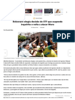 Bolsonaro elogia decisão do STF que suspende inquérito e volta a atacar Moro