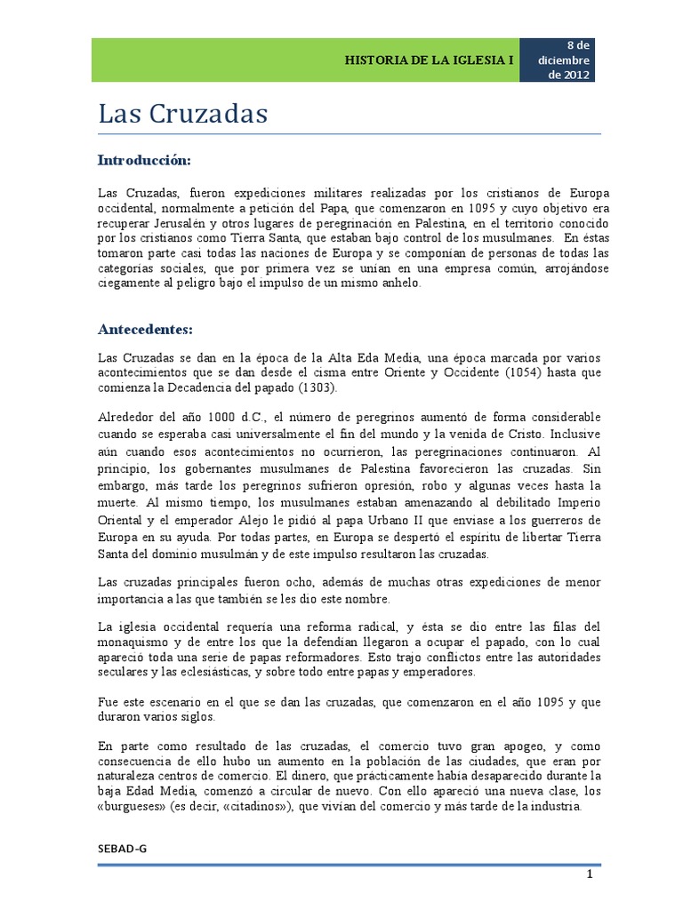 Historia y Contexto de las Cruzadas | PDF | Cruzadas | imperio Bizantino