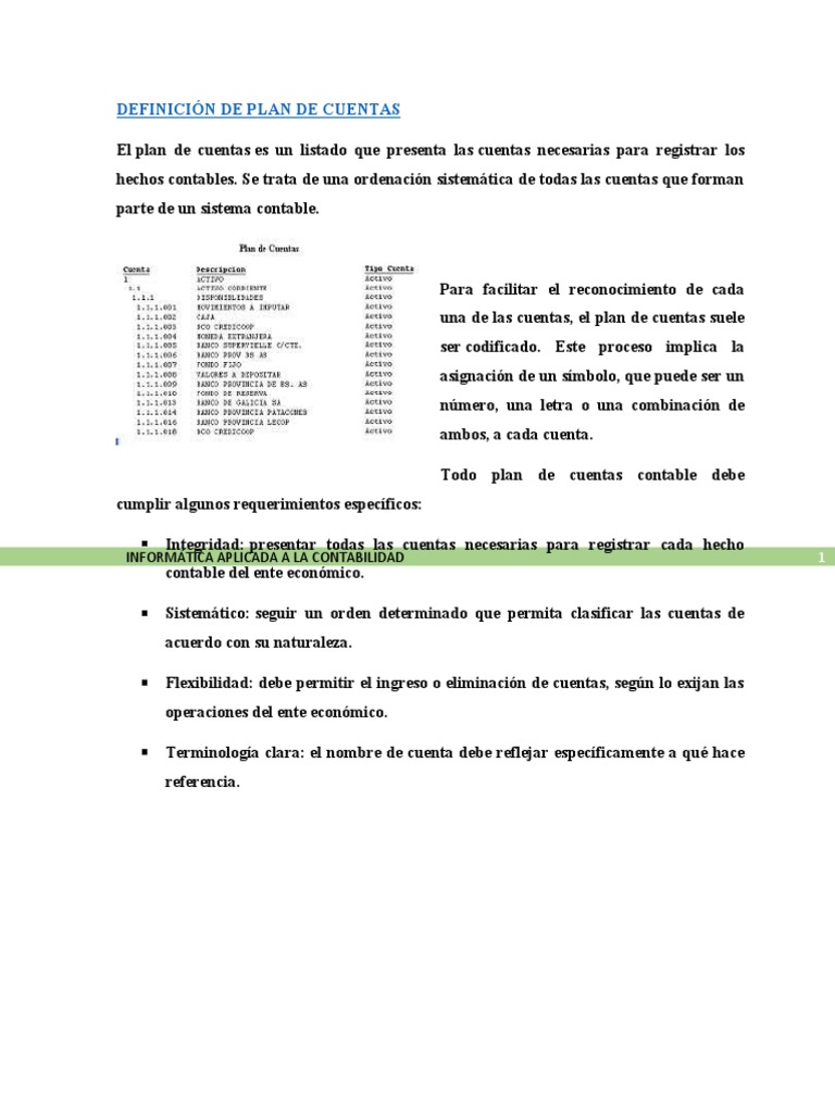 Definición y Importancia del Plan de Cuentas | PDF | Estado de ...