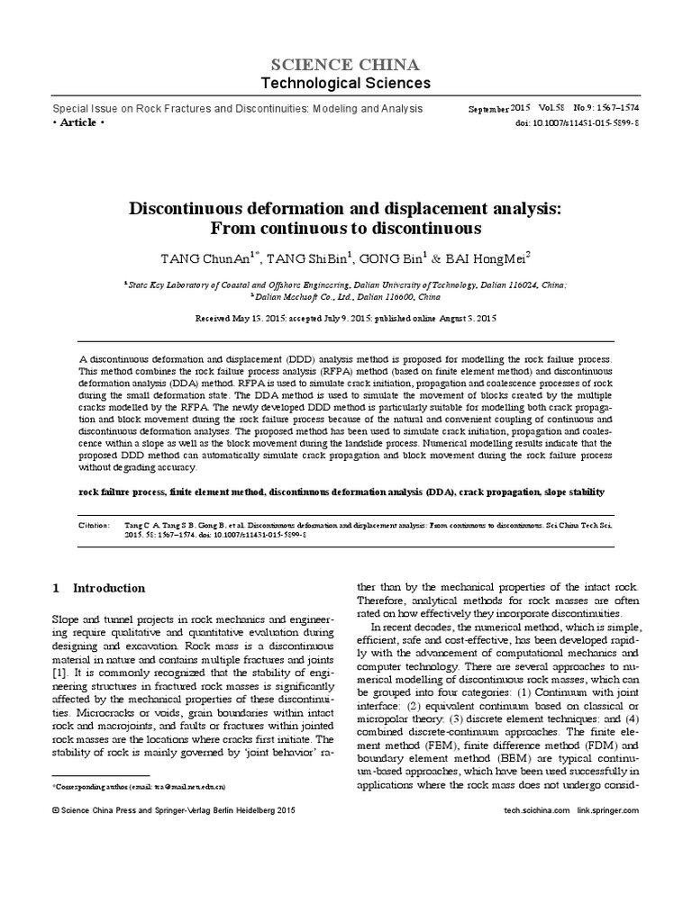 Discontinuous Deformation and Displacement Analysis From Continuous To ...