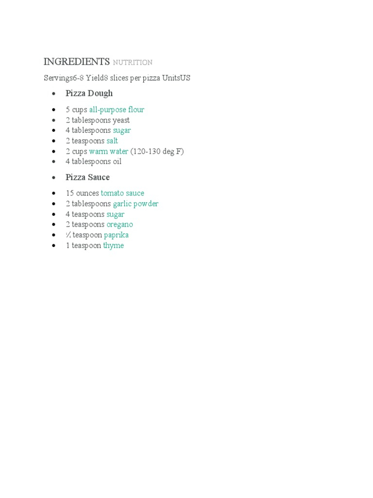 Ingredients Nutrition | PDF | Cooking, Food & Wine