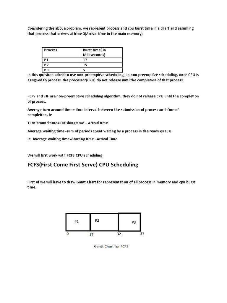 FCFS (First Come First Serve) CPU Scheduling | Download Free PDF ...