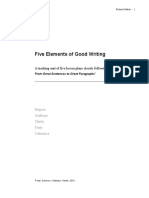 Five Elements of Good Writing: A Teaching Unit of Five Lesson Plans Closely Following Unit 2 of