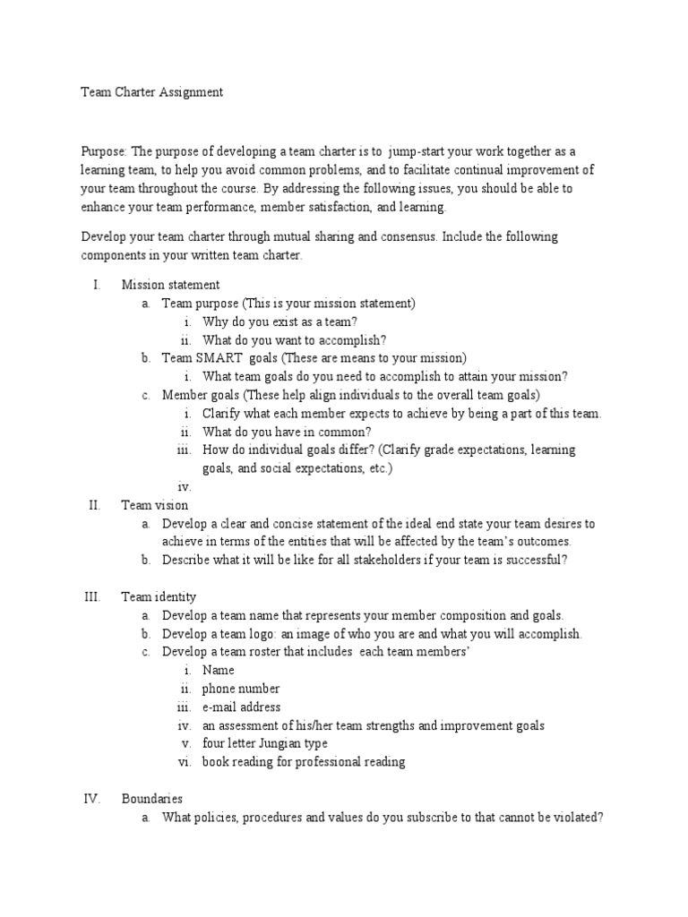 Team Charter Development Guide | PDF | Goal | Action (Philosophy)
