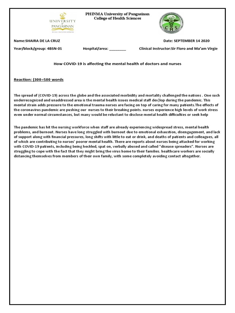 How COVID-19 Is Affecting The Mental Health of Doctors and Nurses | PDF ...