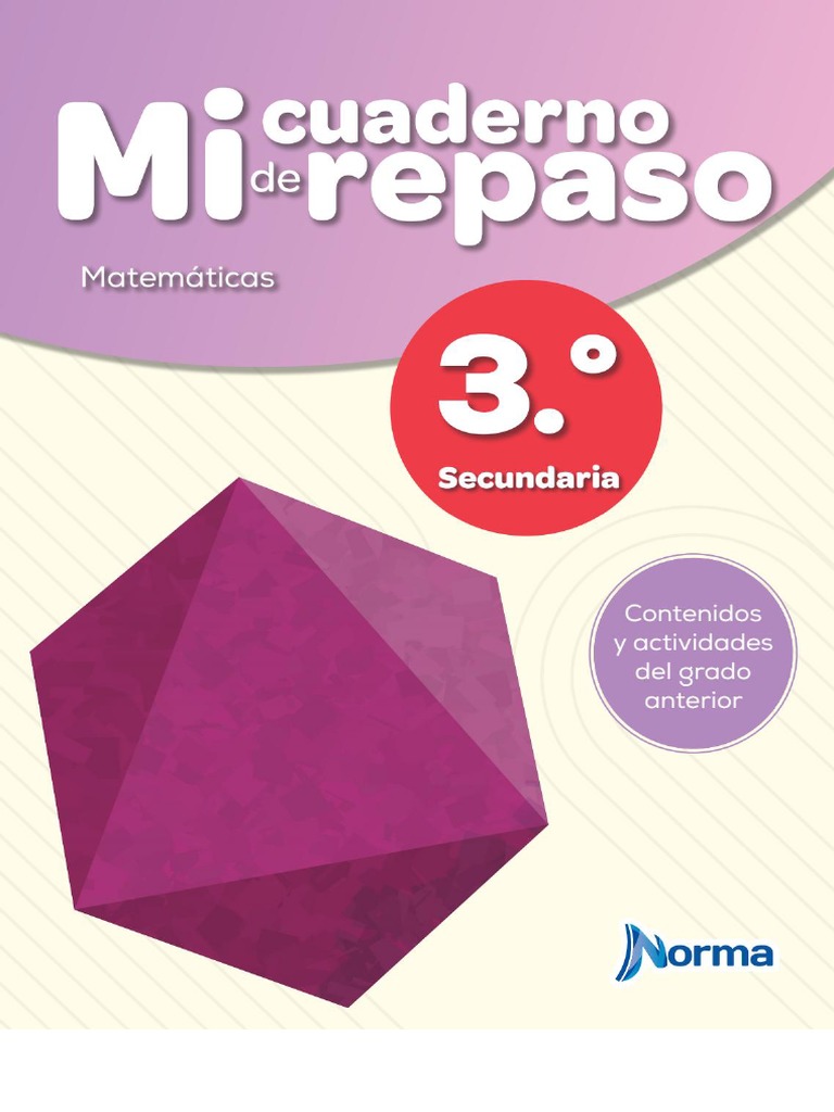 Mi Cuaderno de Repaso Matematicas 3 Secundaria Norma | PDF