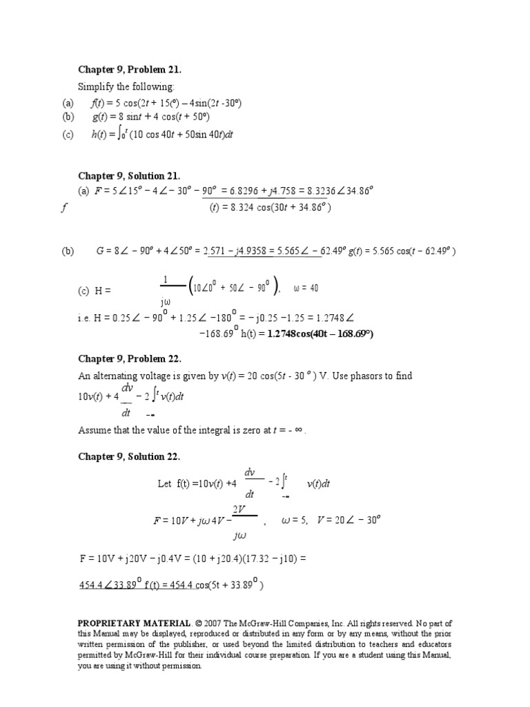 Solution Manual Fundamentals Of Electric Circuits 4ed Sadiku Pages 774 800 Computer Engineering Electronics