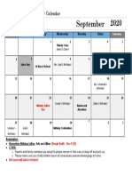 September Calendar 2020