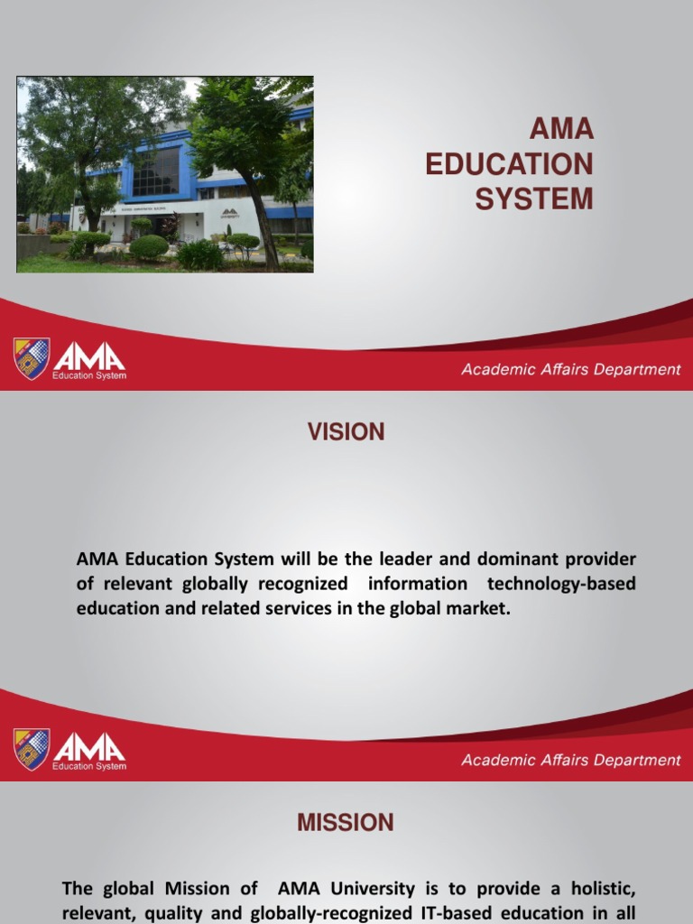 AMA University Mission and Vision Overview | PDF