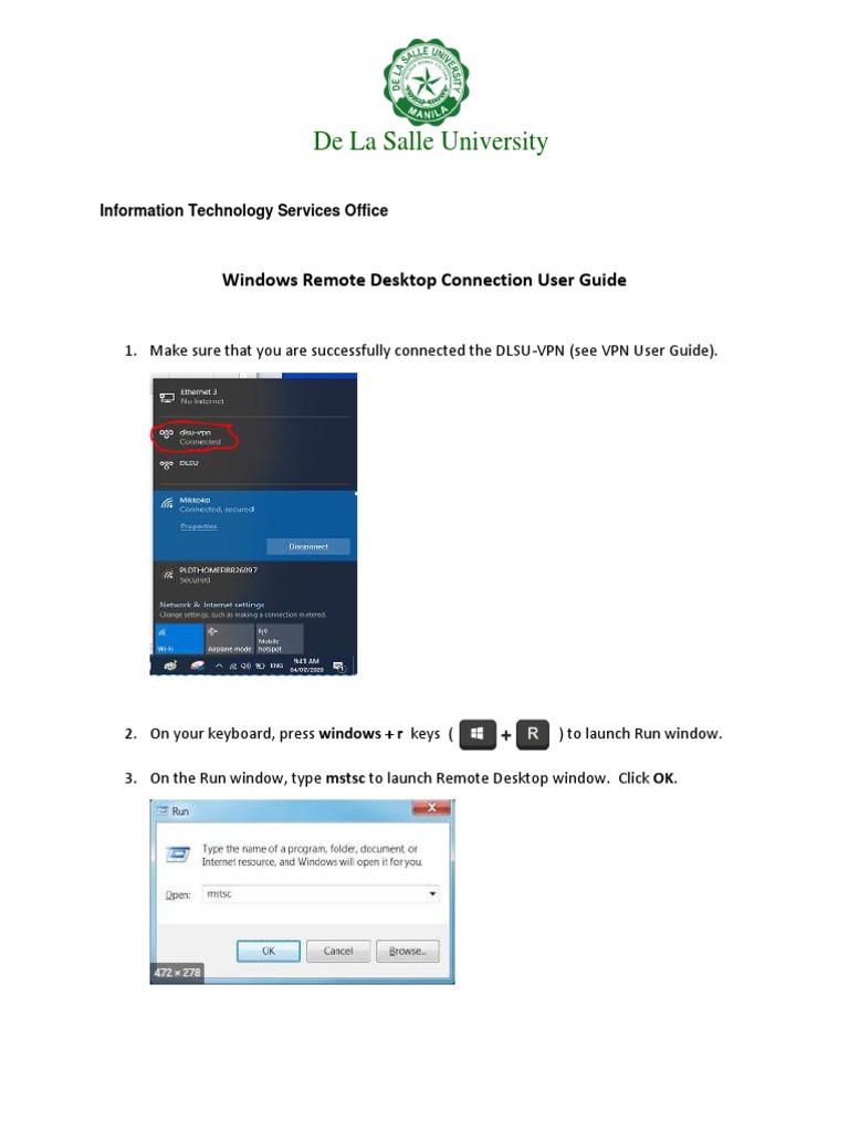 Windows Remote Desktop Connection User Guide | PDF | Games & Activities ...