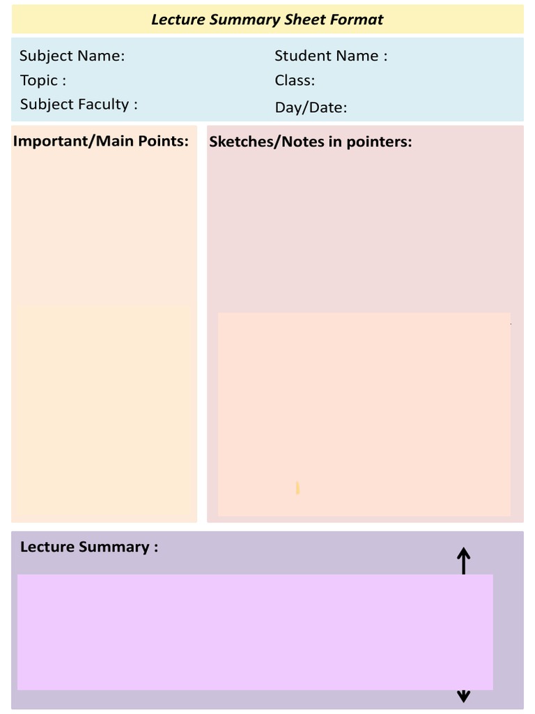 Lecture Summary Sheet Format | PDF