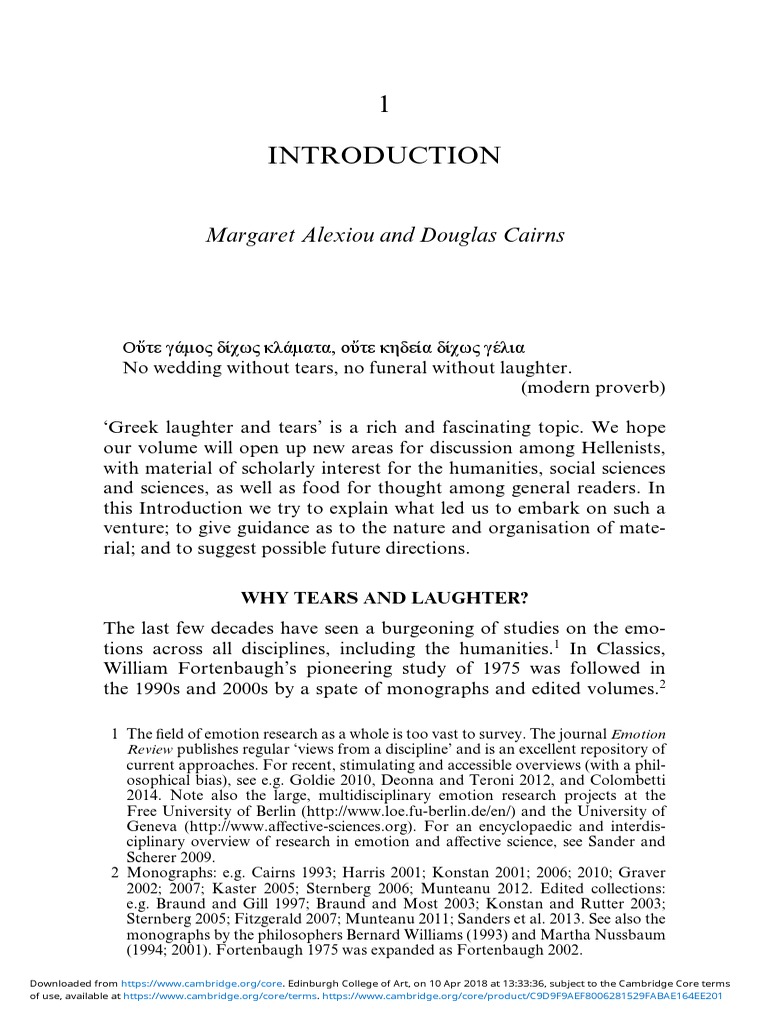 Margaret Alexiou and Douglas Cairns Why Tears and Laughter? PDF