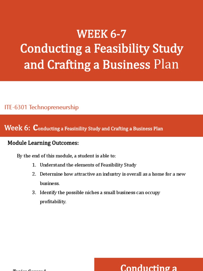 WEEK6 - Conducting A Feasibility Study | PDF | Feasibility Study ...