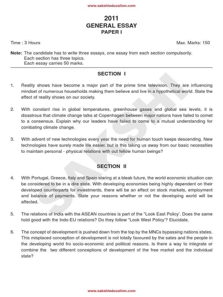 2011general Essay Paper-1 | PDF | Global Warming | Public–Private ...