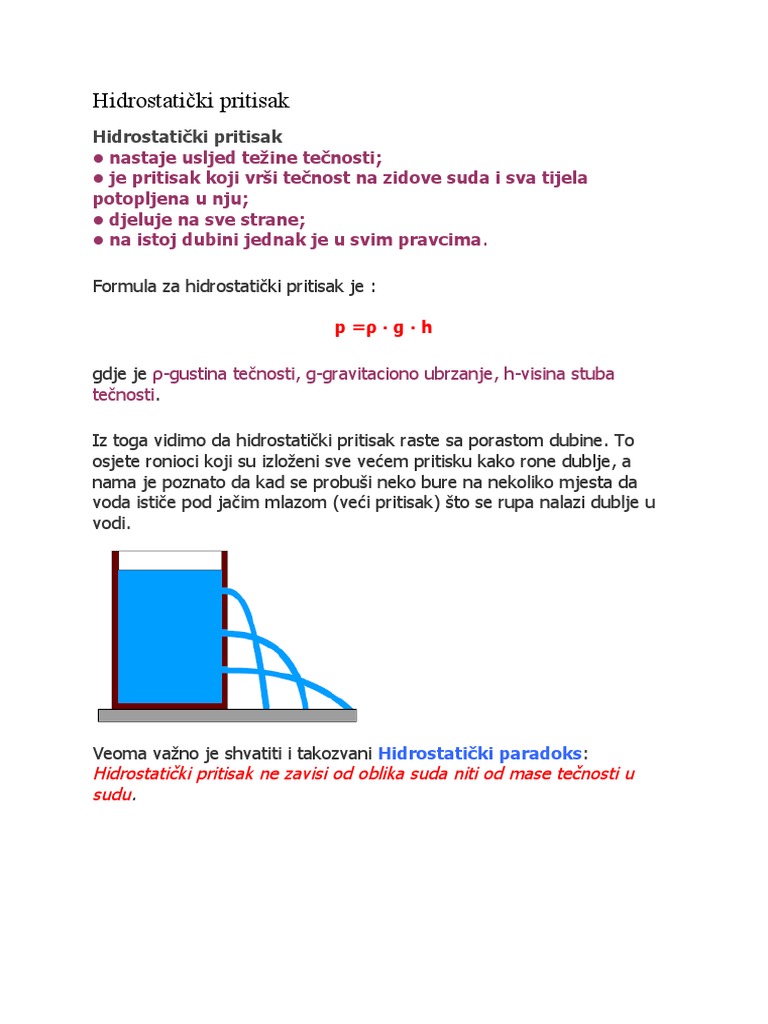 Hidrostatički Pritisak | PDF