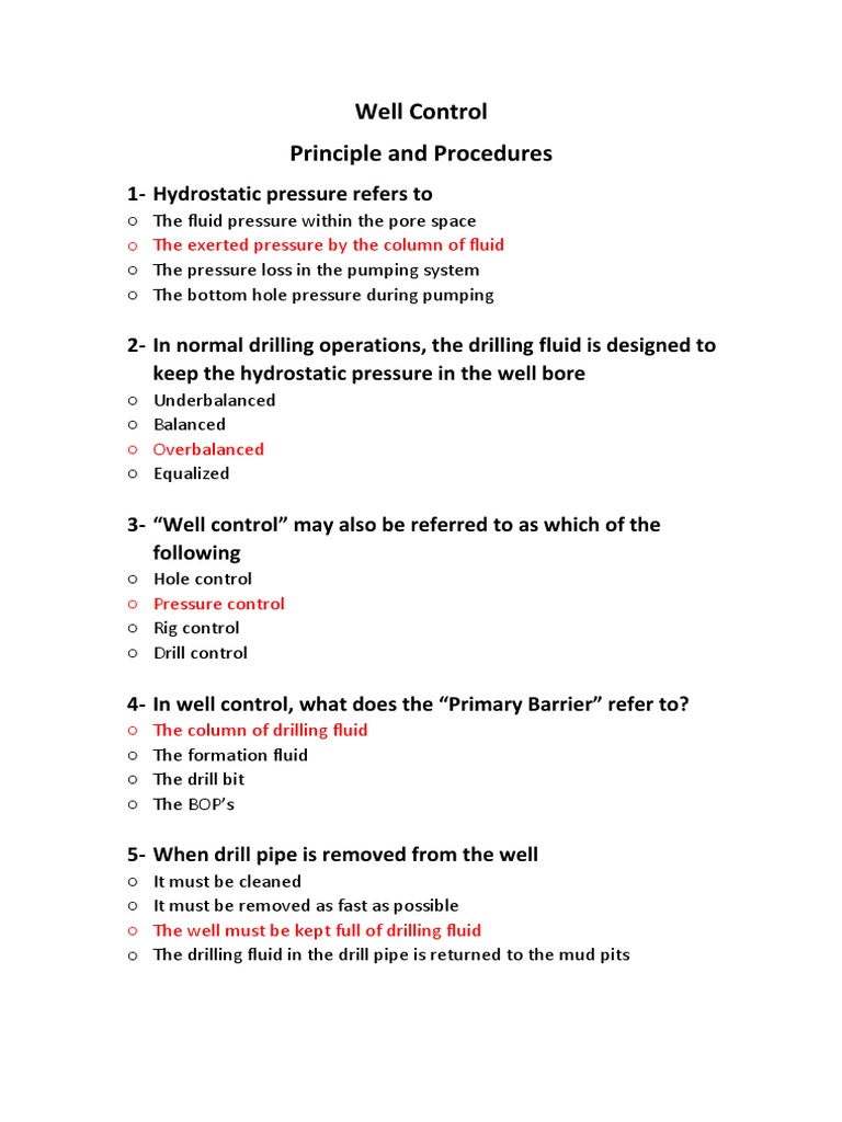 3.well Control (Principles and Procedure) PDF | PDF