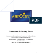 International Gaming Terms: Metric Conversion Table